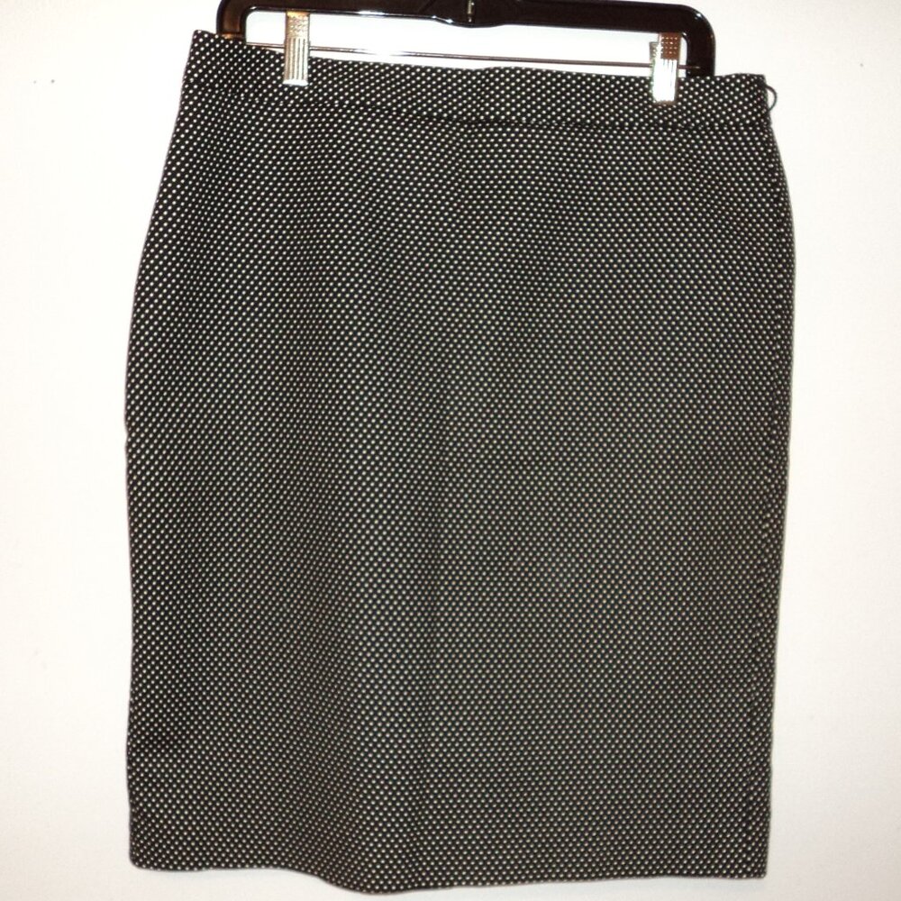 Worthington Women's Size 14 Pencil Skirt Black White Polka Dot Lined